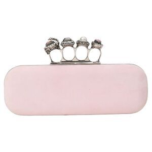 Alexander McQueen Knuckle Box Clutch Bag in Pink Velvet